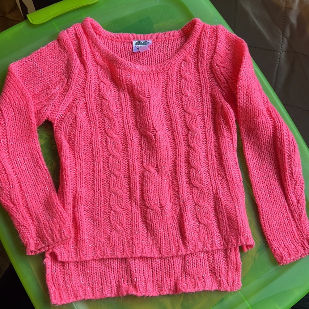 💖 3/$20. girls knit hot pink sweater. Gentle used.